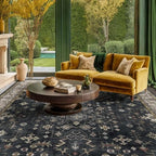 Hazo Haus Boho Dining Room Rugs for Under Table - Washable Black Area Rug for Living Room, Low Pile Non-Slip Rugs for Bedroom, Office - Charming Geometric Decor & Stain Resistance - 6x8 Black/Multi - Image 6