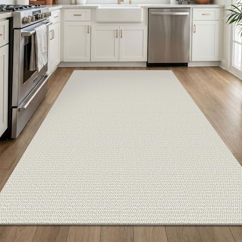 EARTHALL Washable Area Rug, Non Slip Entryway Rug, 4x6 Ft, Cream/Grayish - Image 6