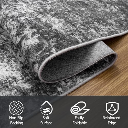 4x6 Area Rugs for Living Room Washable Bedroom Dining Room Black Grey - Image 4