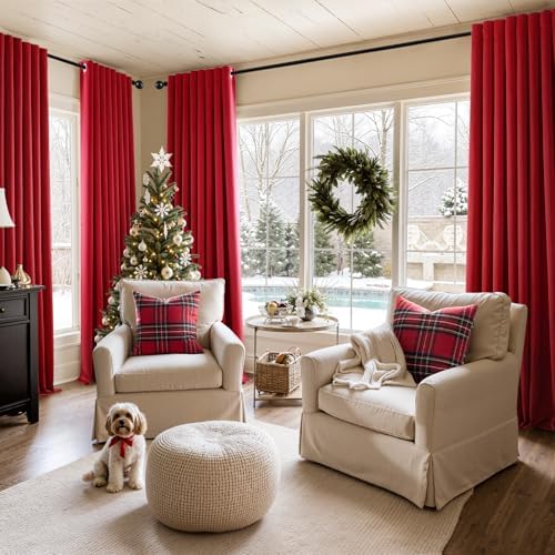 MIULEE Blackout Curtains for Bedroom 2 Panels 40x90 Inch Long Christmas Red - Image 6