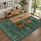4x6 Area Rugs Living Room: Washable Rug for Bedroom Deep Green - Image 4