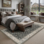 HUGEAR 8x10 Black Beige Vintage Floral Washable Area Rug for Living Room - Image 3