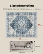 Amada 8x10 Area Rugs for Living Room, Washable Area Rug, Blue - Image 2