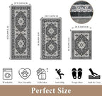 3-Piece Non-Slip Machine Washable Kitchen Rug Set with Runner – Soft Low Pile Thin Boho Kitchen Rugs for Hardwood Floor, Sink & Entryway, Pet-Friendly (Dark Grey, 2x3,2x4,2x5) - Image 2