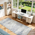 3x8 Runner Rug Non Slip,Washable Hallway Runner Rug,Blue - Image 4