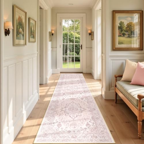 RELEANY Washable Area Rug, Runner 2'x7', Pink - Image 2