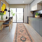 Hallway Washable Runner Rug - 2'6x12 Kitchen Rugs Entryway Rug Runner Vintage Soft Floor Mat Non Slip Indoor Farmhouse Carpet for Bathroom Living Room Bedroom (2'6''x12', Orange) - Image 2
