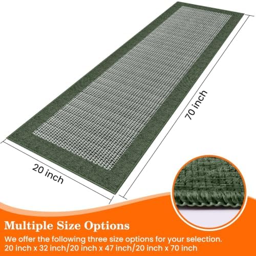 StepRite Kitchen Rugs, Kitchen Mats for Floor, 70"x20" Non-Slip Machine-Washable Kitchen Throw Rug, Green - Image 3