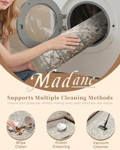 Madane Washable Area Rug 2x3 Small Entryway Rugs Non-Slip, Beige/Brown - Image 7