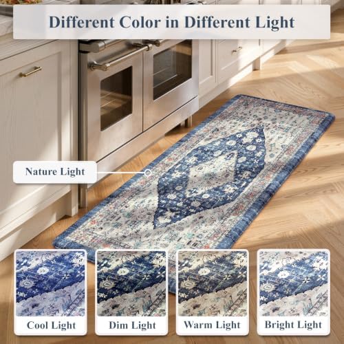Collive Kitchen Mats for Floor, Boho Dusty Blue Sink Rug-17.3"x29" - Image 7