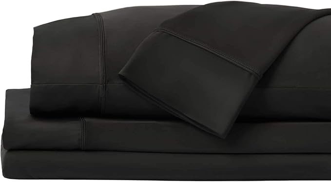 SHEEX - Original Performance Sheets Set (King/California King) Black - Cooling Sheets - Moisture Wicking - 1 Flat Cooling Sheet, 1 Fitted Cooling Sheet, 2 Pillow Covers - Wrinkle Free - Sleep Aid