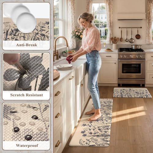 KIMODE Anti Fatigue Kitchen Mats for Floor,Farmhouse Kitchen Rugs Sets of 2 - Image 6