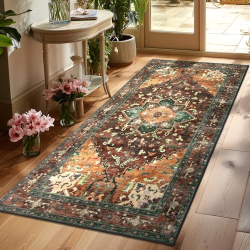 Yamaziot Washable Runner Rug, 3x6 Non-Slip Boho Vintage Hallway Kitchen Rug by Yamaziot