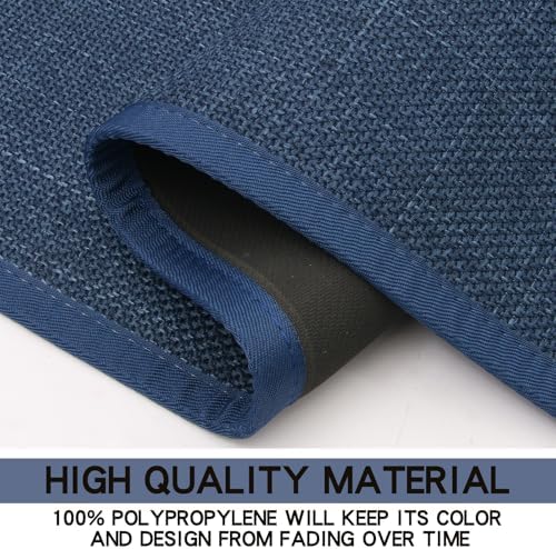 Kitchen Mats Set of 2 PCS for Floor, Washable Non Slip Rugs, Dark Blue - Image 4