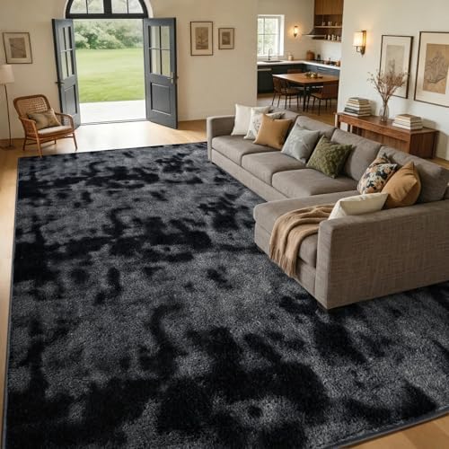 7x10 Large Tie-dye Dark Grey Area Rug Washable Non-Slip for Living Room by Unknown