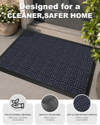 Mibao Front Door Mat Outdoor Entrance, 47" x 24" Heavy Duty Welcome Mat for Outdoor and Indoor, Waterproof Dirt Trapper Doormat, Super Absorbent Indoor Entryway Mat for Patio & Porch - Navy - Image 2