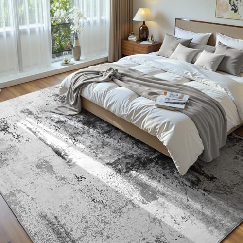 Living Room Rug 7x10 Ink Black Area Rugs Machine Washable Abstract Boho Large Rug Non-Slip Non-Shedding Faux Wool Indoor Vintage Carpet for Bedroom, Classroom, Dining Room, Kids Playroom - Image 2