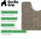 GORILLA GRIP Chenille Bath Rug Mat for Oval Toilet Base, 24x19 Latte - Image 3
