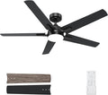 SODSEA Ceiling Fans with Lights, 52 Inch Black Ceiling Fan with Light and Remote Control, Reversible, 3CCT, Dimmable, Noiseless, Small Ceiling Fan for Bedroom, Indoor/Outdoor Use