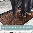 Bulijojo Sturdy Front Entrance Doormats,Durable Heavy Duty Welcome Mat,Thick Absorbent Natural Rubber Non Slip Mat,Easy Clean Entryway Mat 17"x30" Geometric Brown - Image 4