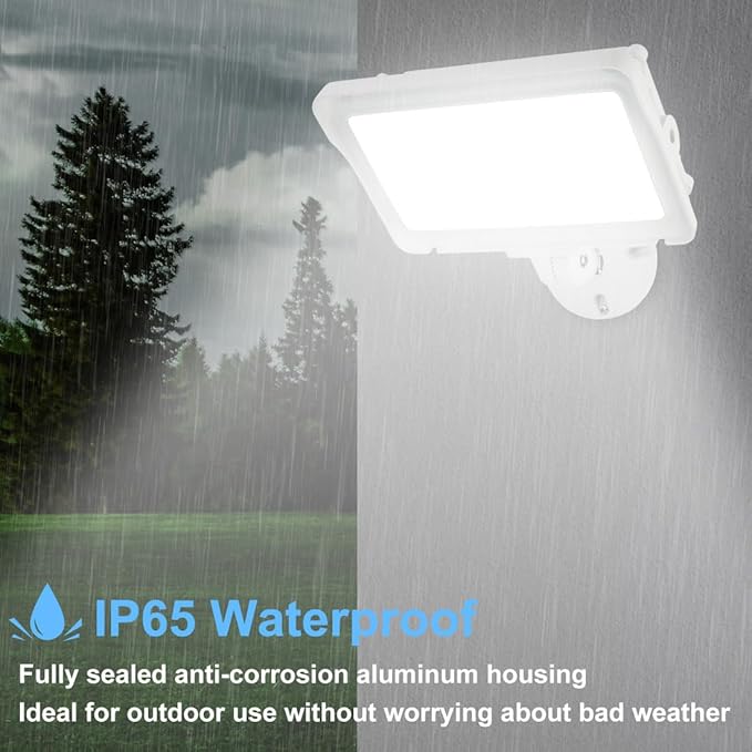 kadision LED Flood Light 50W/40W/30W, 3CCT 3000K/4000K/5000K Selectable, Dusk-to-Dawn Photocell, IP65 Waterproof Adjustable Knuckle Mount Security Lights, 100-277V ETL Listed, White 4 Pack
