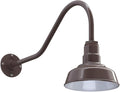 Steel Lighting Co. Hawthorne Barn Light | Outdoor Wall Mounted | 8 inch Dome | 23 inch Gooseneck| Small Farmhouse Light Made in America | Dark Bronze Exterior/White Interior