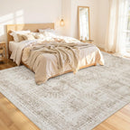 Area Rugs 9x12 Living Room: Bedroom Neutral Washable Carpet Brown - Image 2