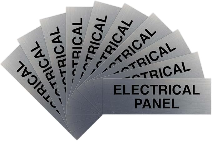All Quality Basic Electrical Panel Sign - Fire Regulation Safety Compliance Sign - Silver - Small (10 Pack)
