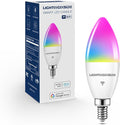 Lightinginside E12 Smart Light Bulbs 60W Equiv., Work with Alexa/Google Home/Smart Life, 500LM 6W RGBCW Candle Candelabra LED Light Bulbs, No Hub Required, 2.4G WiFi Bluetooth Bulb, ETL Listed, 1PC