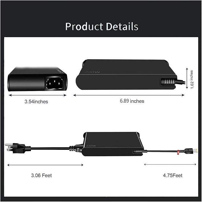 230W Legion 5 Charger Compatible with Lenovo Legion 5 7 5P C7 S7 Y520 Y740 Y730 Y900 Y910 Y920 Y7000P ThinkPad P16 P15 P73 P52 P70 ADL230NLC3A Laptop Power Supply Adapter