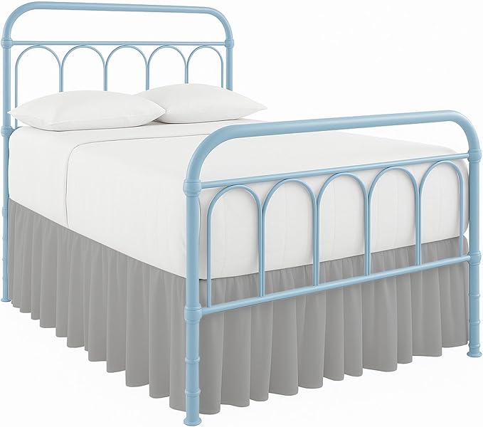 Cottingon Bed Skirt Twin 15" Drop with Split Corners, 100% Microfiber Soft and Stylish, Dust Ruffle with Platform, Light Grey