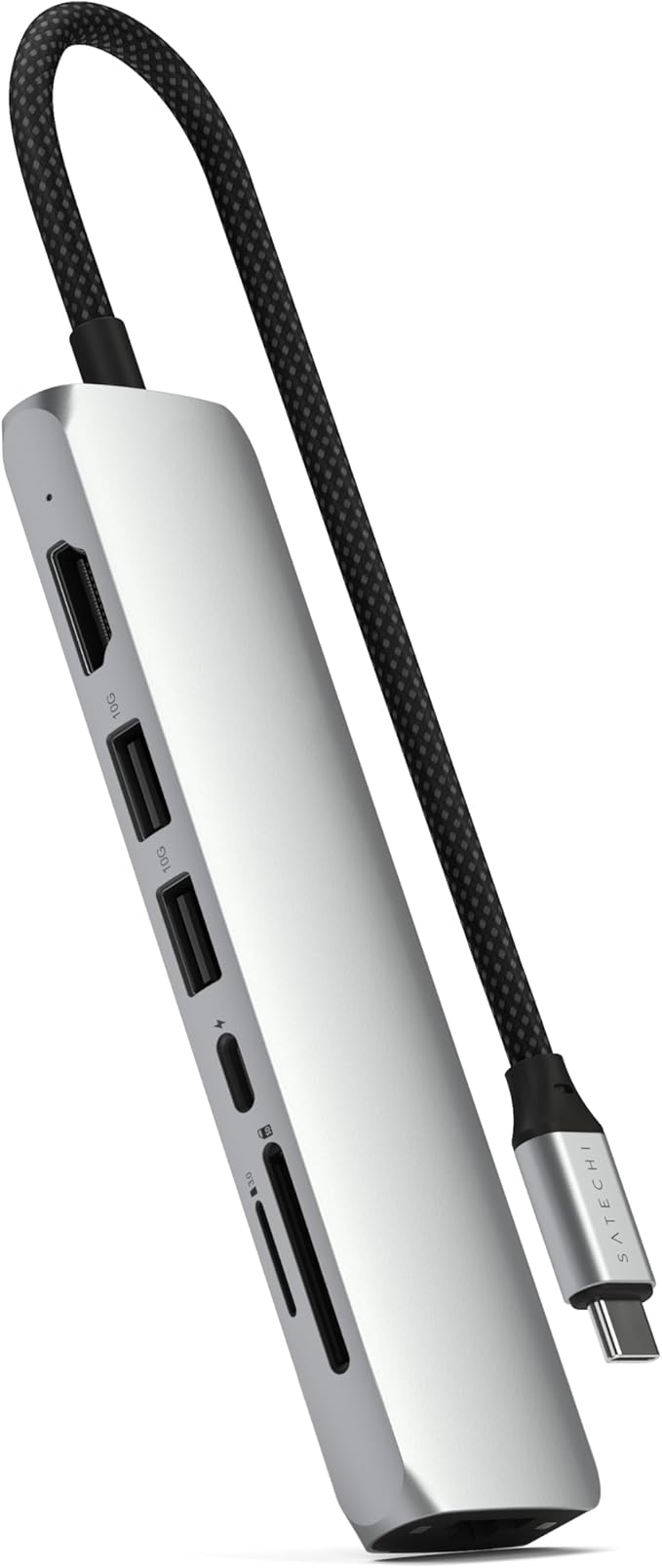 Satechi 7 in 1 USB C Hub Multiport Adapter with Ethernet, HDMI 4K@60Hz, 100W PD Charging, 2X USB-A Data Ports, Micro/SD Card Readers for MacBook Air/Pro M5/M4, iPad, Windows - Silver