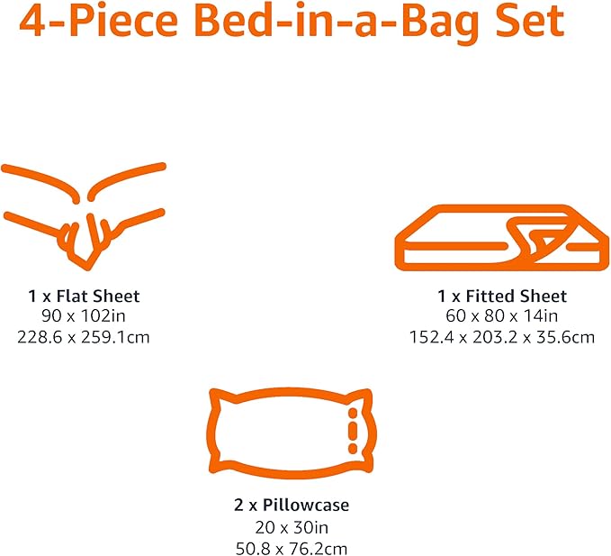 Amazon Basics Lightweight Microfiber 4-Piece Bed Sheet Set, Brick, Solid, Queen