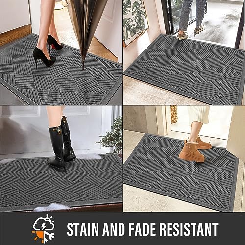 HIYARD Sturdy Front Door Mat, Absorbent Muddy Dirt Resist Welcome Door Mats Outdoor Indoor, Stain and Fade Resistant, Non-Slip Rubber Backing Low Profile Doormat for Entryway, 36×24, Charcoal - Image 5