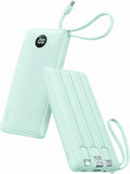 VRURC Portable Charger for iPhone, 22.5W Fast Charging Power Bank 10000mAh, USB C Battery Pack 4 Outputs 3 Inputs, Slim Phone Charger with Cables for iPhone 17 16 15 14 13,Samsung Galaxy-Green(1 Pack)