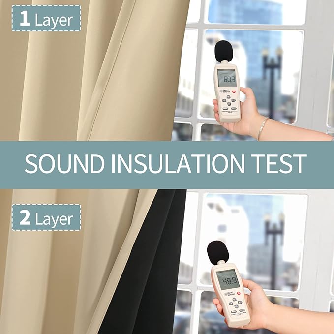 BGment Natural Blackout Curtains 95 Inches Long 2 Panels Set for Living Room, Thermal Insulated 100% Light Blocking Curtains & Drapes, Grommet Soundproof Curtains for Bedroom Window, Each 52 Wide