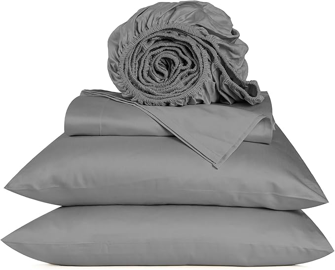 URBANHUT 800 Thread Count 100% Cotton Full Size Sheets, Luxury 4 Piece Full Bedsheets, Hotel Sheets Sateen Finish - Better Than Egyptian, 16" Elasticized Deep Pocket - Dark Grey