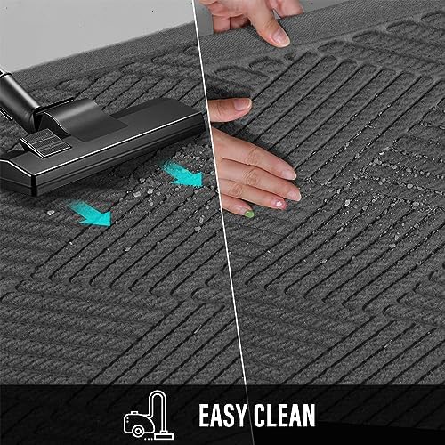 HIYARD Sturdy Front Door Mat, Absorbent Muddy Dirt Resist Welcome Door Mats Outdoor Indoor, Stain and Fade Resistant, Non-Slip Rubber Backing Low Profile Doormat for Entryway, 30×17, Charcoal - Image 7