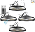 ACOHOOK Smart 300W High Bay LED Shop Lights 45000lm Commercial Bay Lighting with Normal Mode & Motion Sensor Mode AC100-277V UFO Lights for 30-50FT Height-4Pack