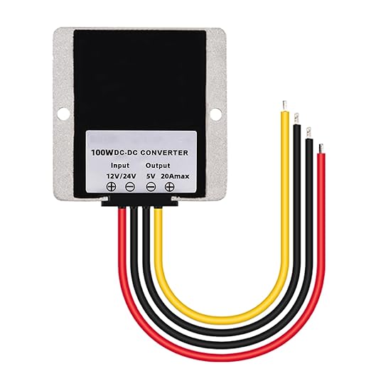 MGGi DC/DC Voltage Reducer Converter Regulator 12V 24V Step Down to 5V 20A 100W, Converter Regulator Power Supply Module Buck Transformer for Golf Cart Forklifts Car Vehicle, Aluminum