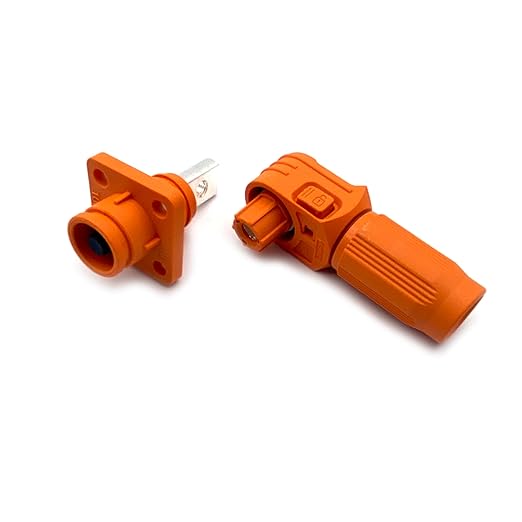 400A Battery Energy Storage Connector, 150mm² High Current Connectors IP67 Waterproof Copper Brand Thread Wiring Power Adapter Quick Plug Terminal Right Angle Plug and Socket (1500V Black+Orange)