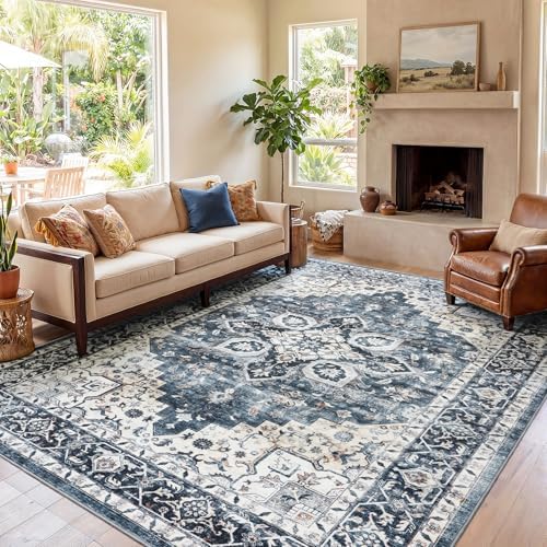 Amada 8x10 Area Rugs for Living Room, Washable Area Rug, Blue - Image 6