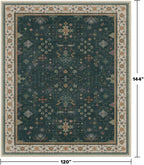 Hazo Haus Dark Green Oushak Living Room Rug 10x12 - Modern Vintage Boho Eclectic Floral Pastel, Washable Low Pile Non-Slip Extra Large Area Rugs for Dining Under Table Bedroom Lounge - Image 2