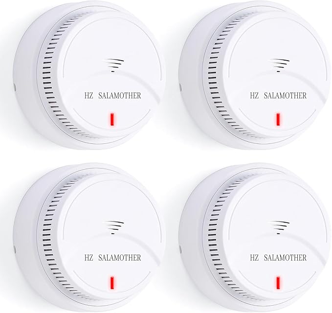 Smoke Detector 4 Pack,Fire Alarms Smoke Detectors with Photoelectric Technology with LED Lndicator and Test Button,Smoke Alarm for Home,Bedroom,Kitchen