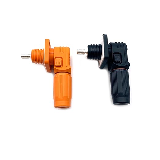 450A Battery Energy Storage Connector, 185mm² High Current Connectors IP67 Waterproof Stud Wiring Power Adapter Quick Plug Terminal Right Angle Plug and Socket (1500V Black+Orange)