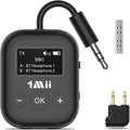 1Mii Airplane Bluetooth 5.3 Transmitter for All Headphones - Bluetooth Adapter for TV - Dual Connection - aptX Low Latency - Flying Travel, Wireless Audio Aux for MP3, Game,PC-Black