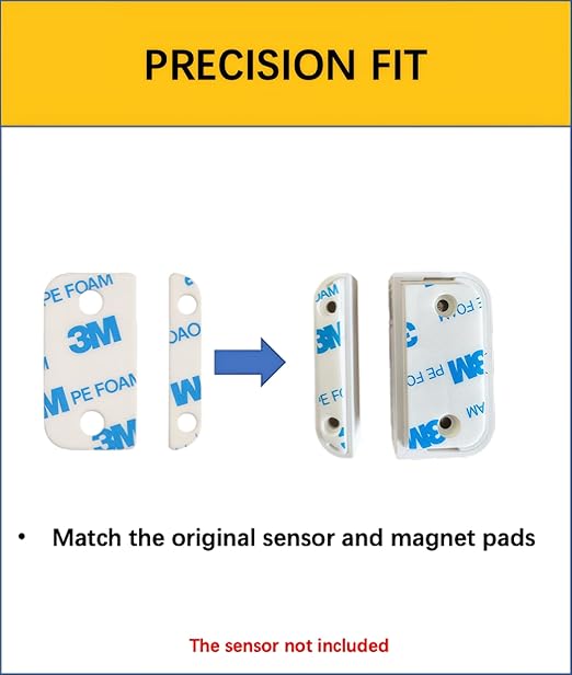 Adhesive Replacement Strips for Ring Contact Sensor 2nd Gen - Pre-Cut Double-Sided Tape 12-Pack (12Sensor&12Magnet Pads), No Cutting Needed, Secure Mounting for Door/Window Alarm Systems (6 Pack)