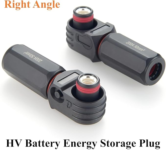 Right Angle Energy Storage System Power Connector IP67 Waterproof 200A 50mm² Single Core HV Battery Storage Plug,1PC (Black, 200A)