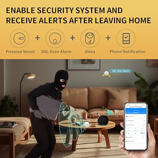 Linptech WiFi Human Presence Sensor,Smart Motion Sensor with 24G mmWave Radar,Occupancy Sensor for Home Security and Automation,Compatible with Alexa/Smart Life/Tuya Smart,No Hub Required(White)