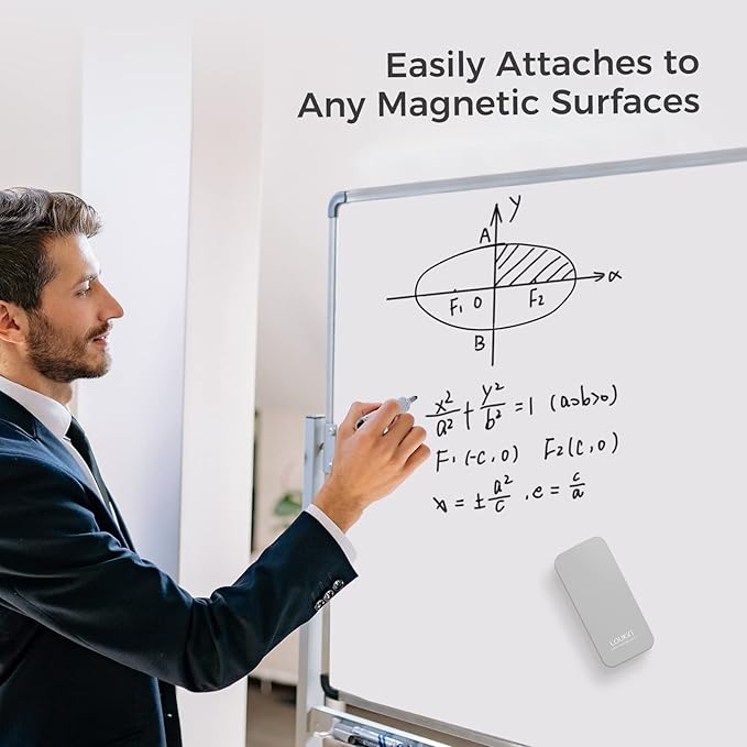 loukin 4 Pack Magnetic Dry Erase Eraser, Whiteboard Eraser, Glass Board Remover, 3.4 fl oz Whiteboard Cleaner * 2 Included, for Classroom, Home and Office Use (Grey*2, White*2)